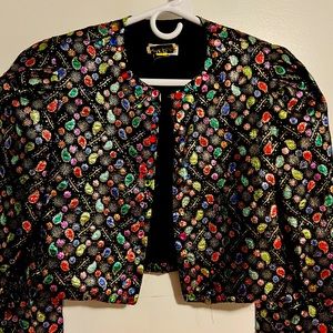 multicolored blazer.